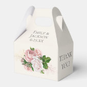 Blush Pink Floral Cream Wedding Bedankdoosjes (Achterkant)