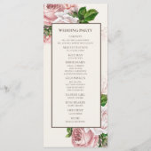 Blush Pink Floral Cream Wedding Programme Programmakaart (Achterkant)