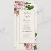 Blush Pink Floral Cream Wedding Programme Programmakaart (Voorkant / Achterkant)