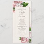 Blush Pink Floral Cream Wedding Programme Programmakaart (Voorkant)