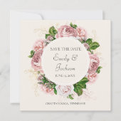  Blush Pink Floral Cream Weduwnaar Opslagdatum Kaart (Voorkant)