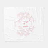 Blush Pink Floral Crest Monogram Fleece Deken (Voorkant (Horizontaal))