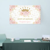  Blush Pink Floral Crown Princess Birthday Spandoek (Beurs)