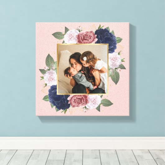 Blush Pink Floral Custom Photo op Canvas (Insitu (Houten vloer))