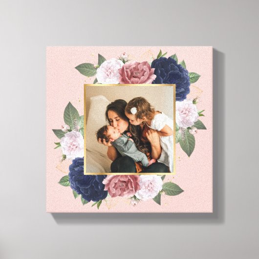 Blush Pink Floral Custom Photo op Canvas (Voorkant)