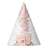 Blush Pink Floral Cute Baby Elephant 1e verjaardag Feesthoedjes (Achterkant)