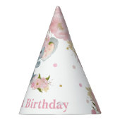 Blush Pink Floral Cute Baby Elephant 1e verjaardag Feesthoedjes (Rechts)