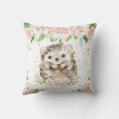 Blush Pink Floral Cute Hedgel Girl Nursery Kussen (Achterkant)