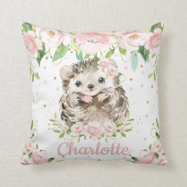 Blush Pink Floral Cute Hedgel Girl Nursery Kussen