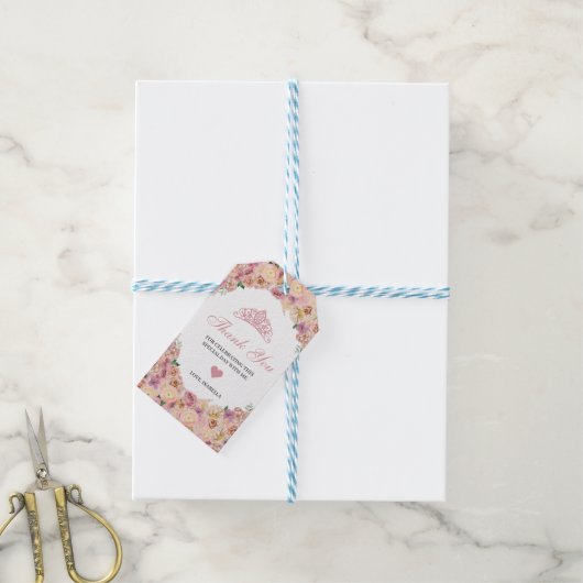 Blush Pink Floral Dank je cadeautjes Labels Cadeaulabel (Met Touw)