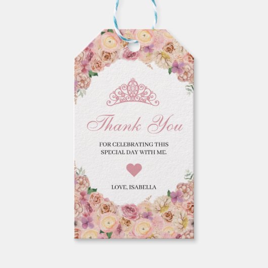 Blush Pink Floral Dank je cadeautjes Labels Cadeaulabel (Voorkant)