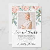 Blush Pink Floral Dank u Bereavement Foto Bedankkaart (Voorkant)