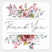 Blush Pink Floral Dank u bruiloft plein Sticker (Voorkant)