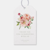 Blush Pink Floral Dank u voor cadeau Labels Cadeaulabel (Achterkant)