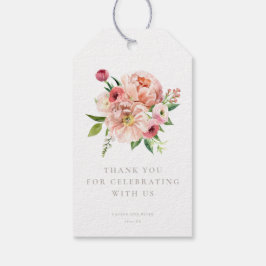 Blush Pink Floral Dank u voor cadeau Labels Cadeaulabel