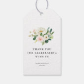 Blush Pink Floral Dank u voor cadeau Labels Cadeaulabel (Achterkant)