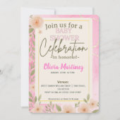 Blush Pink Floral Design Baby shower Uitnodiging (Voorkant)