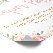 Blush Pink Floral Diaper Raffle Baby shower Sign. Poster (Hoek)