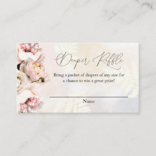 Blush Pink Floral Diaper Raffle Ticket Informatiekaartje