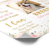 Blush Pink Floral Dog Puppy 1e verjaardag Mileston Poster (Hoek)