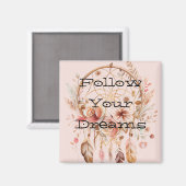 Blush Pink Floral Dream Catcher Magneet (Voorkant / Achterkant)