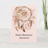 Blush Pink Floral Dream Catcher Verjaardag Kaart (Voorkant)