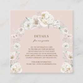Blush Pink Floral Dream Wedding Details Informatiekaartje