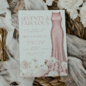 Blush Pink Floral & Dress 70ste verjaardagsfeestje Kaart