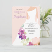 Blush Pink Floral Dress Bridal Shower Uitnodiging (Staand voorkant)