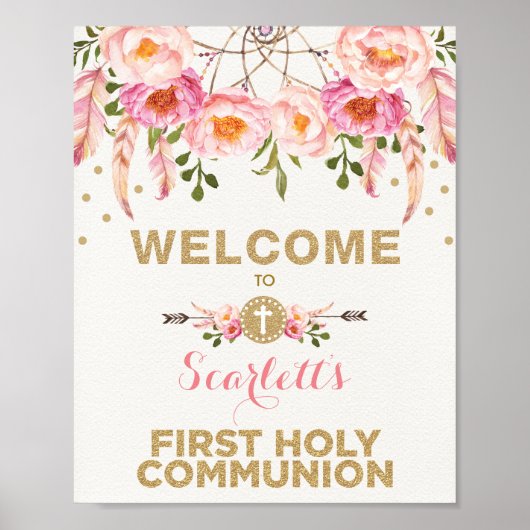 Blush Pink Floral drocatcher Communauteit Welkom Poster (Voorkant)