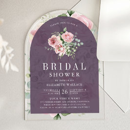 Blush Pink Floral Dusty Purple Bridal Shower Acryl Uitnodigingen