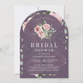 Blush Pink Floral Dusty Purple Bridal Shower Kaart (Voorkant)