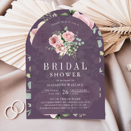 Blush Pink Floral Dusty Purple Bridal Shower Kaart