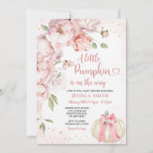 Blush Pink Floral Een beetje pompoen Baby shower Kaart (Voorkant)