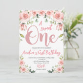 Blush Pink Floral Een zoete Eerste Verjaardag Kaart (Staand voorkant)