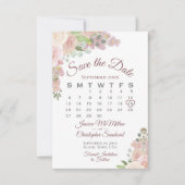 Blush Pink Floral Elegant Boho Wedding Calendar Save The Date (Voorkant)