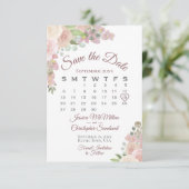 Blush Pink Floral Elegant Boho Wedding Calendar Save The Date (Staand voorkant)