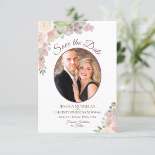 Blush Pink Floral Elegant Boho Wedding Photo Save The Date