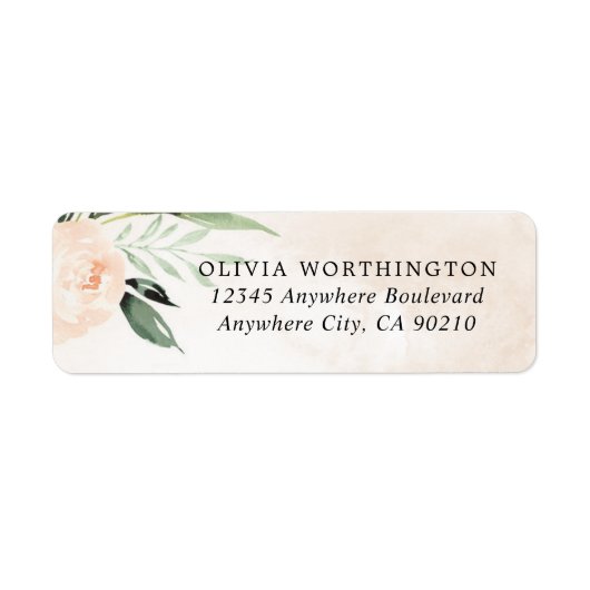 Blush Pink Floral Elegant Champagne Garden Wedding Etiket (Voorkant)