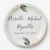 Blush Pink Floral Elegant Champagne Garden Wedding Papieren Bordje (Voorkant)