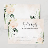Blush Pink Floral Elegant Champagne Garden Wedding RSVP Kaartje (Voorkant / Achterkant)