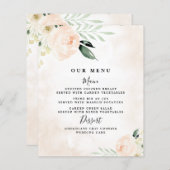 Blush Pink Floral Elegant Champagne Wedding Menu (Voorkant / Achterkant)