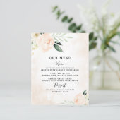 Blush Pink Floral Elegant Champagne Wedding Menu (Staand voorkant)