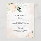 Blush Pink Floral Elegant Champagne Wedding Menu (Voorkant)