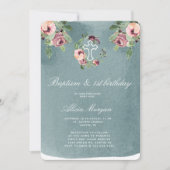 Blush Pink Floral Elegant Doop Eerste Verjaardag Kaart (Voorkant)