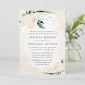 Blush Pink Floral Elegant Garden Verlovingsfeest Kaart (Staand voorkant)