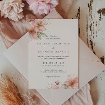 Blush Pink Floral Elegant Script Wedding