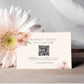 Blush Pink Floral Elegant Script Wedding RSVP Informatiekaartje