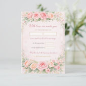 Blush Pink Floral Elegant Wedding Invitation Card (Staand voorkant)