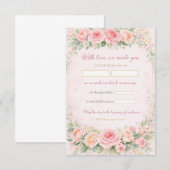 Blush Pink Floral Elegant Wedding Invitation Card (Voorkant / Achterkant)